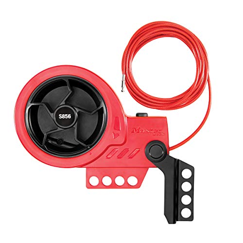 Master Lock S856 - Dispositivo Di Progettazione Con Cavo Retrattile [Cavo In Acciaio Con Rivestimento In Plastica Rossa]