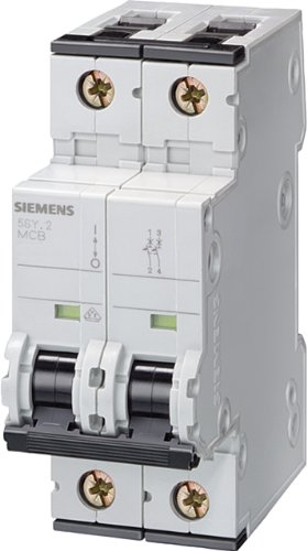 Siemens 5Sy42067 Supplementary Protector, Ul 1077 Rated, 2 Pole Breaker, 6 Ampere Maximum, Tripping Characteristic C, Din Rail Mounted