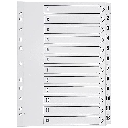 Q-Connect 1-12 Indice Multi-Perforato Rinforzato Scheda Trasparente A4 Bianco Kf01529