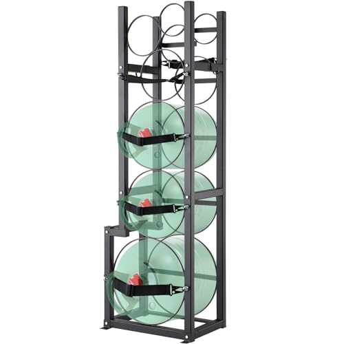 Vevor Portabombole Gas, Capacità 1X22,7 Kg, 2X13,6 Kg, 3 Altri Piccoli, Portabombole Refrigerante 39,5X33X126,5 Cm, Scaffale Per Freon, Gas, Ossigeno,
