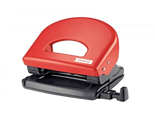 Petrus 62 Taladro Metalico - Hasta 30 Hojas - Marcas De Formato - Facil Vaciado - Punzones 5.5Mm - Color Rojo