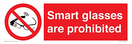 Cartello Con Scritta "Smart Glasses Are Prohibited", 300 X 100 Mm, L31