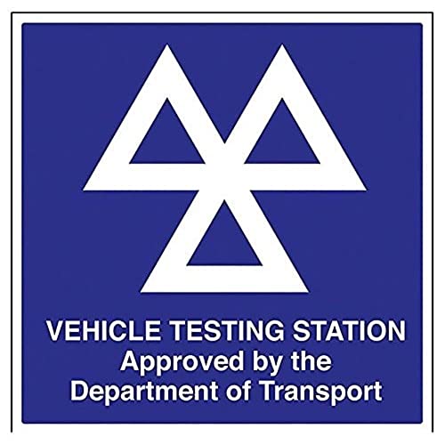 Vsafety 78016Bg-R Generale Garage Sign, Mot/Veicolo Test Station, In Plastica Rigida, Quadrato, 400 Mm X 400 Mm, Blu
