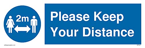 Cartello Con Scritta "Please Keep Your Distance Withsocial Distancing" – 300 X 100 Mm – L31
