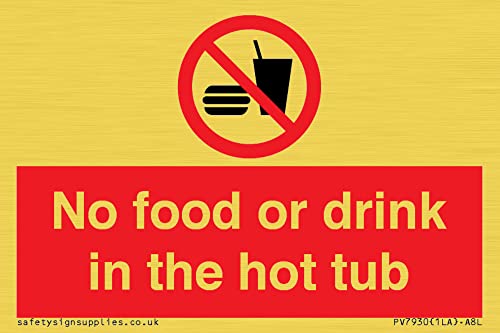 Cartello No Food Or Drink In The Hot Tub - 75X50Mm - A8L