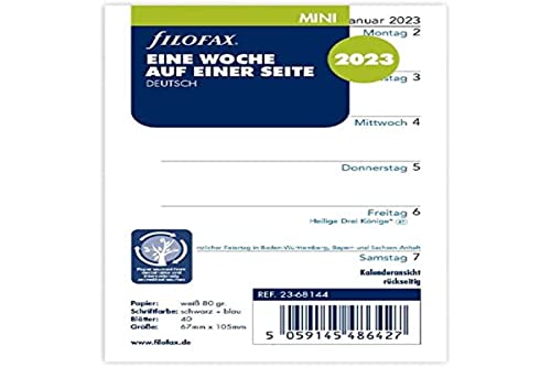 Filofax Mini 1 Settimana Su 1 Pagina (Tedesco) 2023