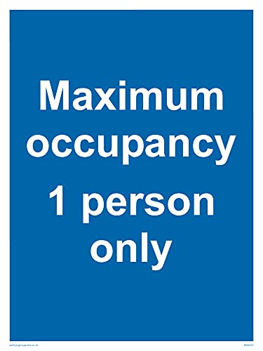 Confezione Da 5 – Cartello Con Scritta"Maximum Occupancy 1 Person Only", 150 X 200 Mm, A5P