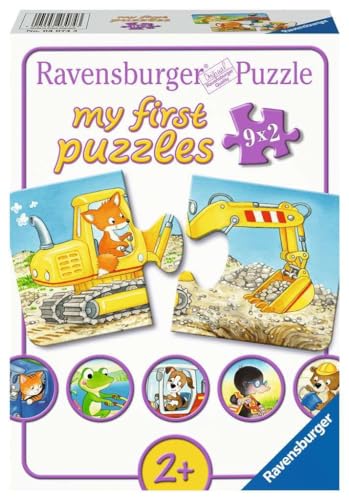 Ravensburger Kinderpuzzle - 03074 Tierische Baustelle - Schaumstoff-Puzzle Mit 9X2 Teilen, My First Puzzle Für Kinder Ab 10 Monaten