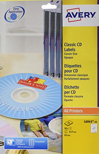 Avery-Zweckform Cd/Dvd Labels, Classic Size, Ø 117Mm (25)