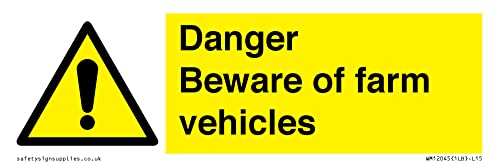 Danger Beware Of Farm Vehicles, Cartello 150 X 50 Mm, L15