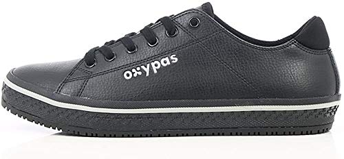 Oxypas Paola - Scarpa Professionale Con Lacci In Pelle Con Suola Antiscivolo Oxygrip (Src) E Esd Antistatica (Eu 37, Nero)