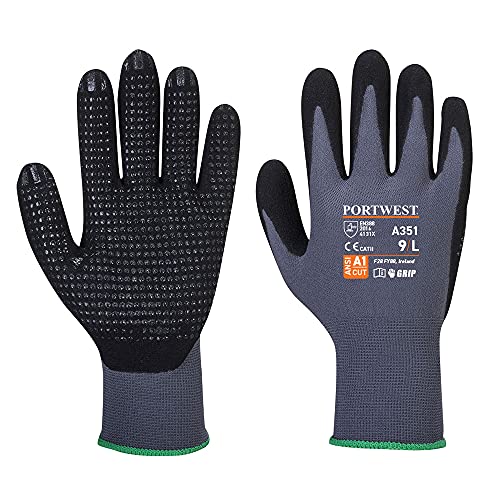 Portwest A351G8Rm Guanto Dermiflex Plus, Nero/Grigio, Medium