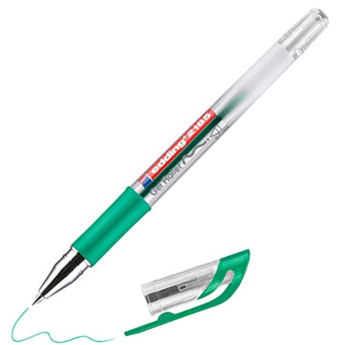 Edding 2185 - Penna Roller Gel Crystaljelly, Punta Con Sostegno In Metallo, 0,7 Mm, Colore Verde