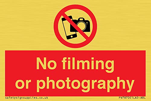 No Filming Or Photography Sign - 75X50Mm - A8L