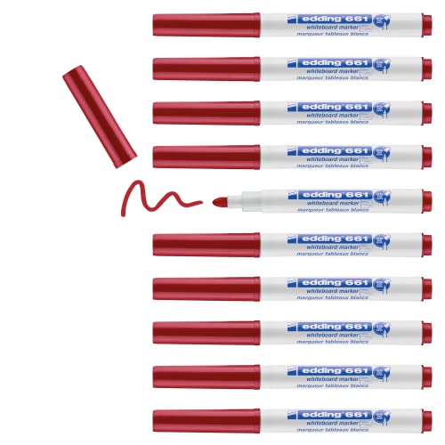 Edding Cap Off – Set Di 10 Pennarelli A Punta Conica Per Lavagna 1 A 2 Mm Rosso