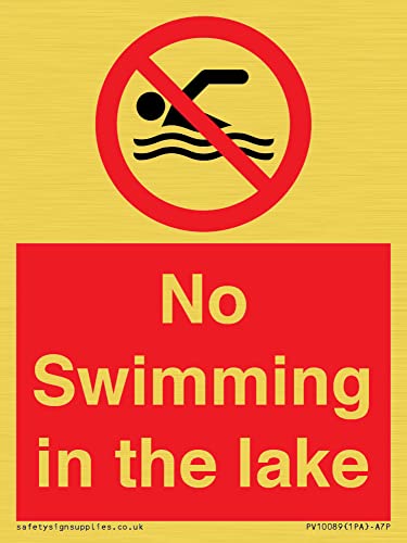 Cartello No Swimming In The Lake – 75 X 100 Mm – A7P