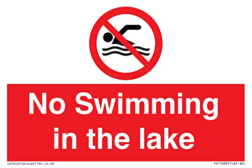 Cartello No Swimming In The Lake – 150 X 100 Mm – A6L