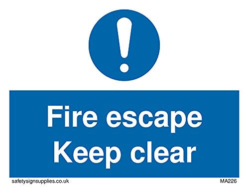 Confezione Da 5 – Segnale Fire Escape Keep Clear – 100 X 75 Mm – A7L