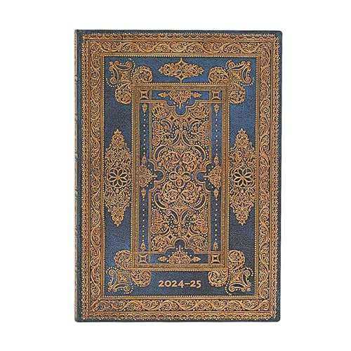 Paperblanks Agende 18 Mesi A Copertina Morbida 2025, Blu Lussuoso, Midi, Orizzontale, Chiusura Con Fascia Elastica