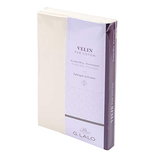 Lalo 29300L - Un Set Per Corrispondenza Che Include 10 Biglietti Da Visita Semplici10,7X15,2 Cm 350G E 10 Buste Rivestite 11,4X16,2 Cm, Papier Carta P