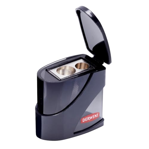 Derwent Temperamatite A Doppio Foro Con Contenitore Realizzato In Metallo Resistente, Adatto A Matite Da Disegno E Matite Colorate, Fori Da 11,5 Mm E