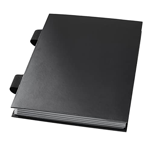 Veloflex 4446781 - Cartella Din A4, In Cartone, 6 Scomparti Senza Linguette, Con Chiusura Elastica, Nero, Cartella Per Documenti