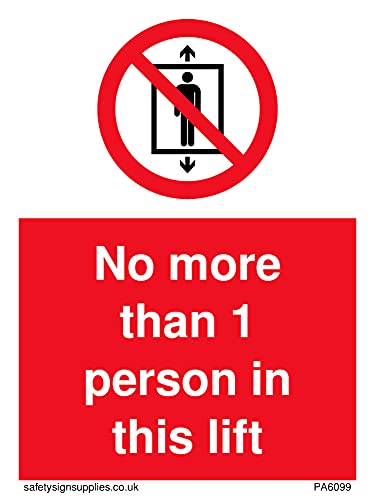 Confezione Da 5 Cartelli Con Scritta "No More Than 1 Person In This Lift", 75 X 100 Mm, A7P