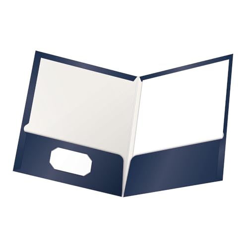 Oxford Laminato, Capacità: 100 Fogli Two-Pocket Portfolios 25 Count (51704) Navy