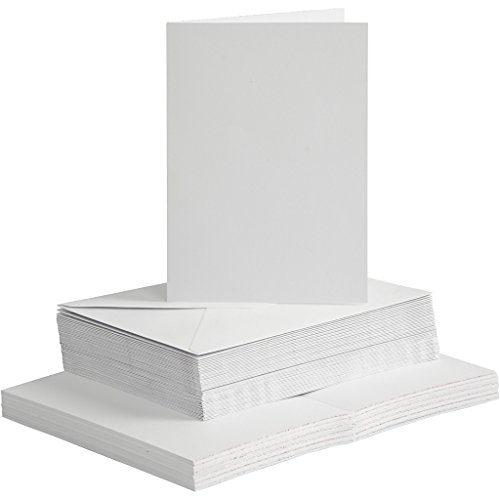 Biglietti E Buste, Dimensioni Biglietto: 10,5 X 15 Cm, Dimensioni Busta: 11,5 X 16,5 Cm, Bianco, 50 Pezzi