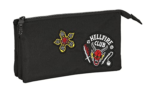 Safta Stranger Things - Astuccio Triplo, Astuccio Per Bambini, Ideale Per Bambini In Età Scolare, Comodo E Versatile, Qualità E Resistenza, 22 X 3 X 1