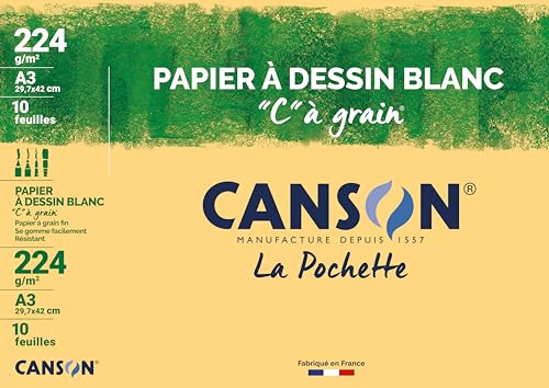 Canson Zeichenpapier C À Grain, Din A3, 224 G/Qm