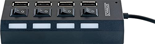Schwaiger - Uh4 013 - Hub Usb A 4 Porte Per L'Espansione Di Una Porta Usb | Per Tutti I Sistemi Windows E Mac | Accensione E Spegnimento Individualmen