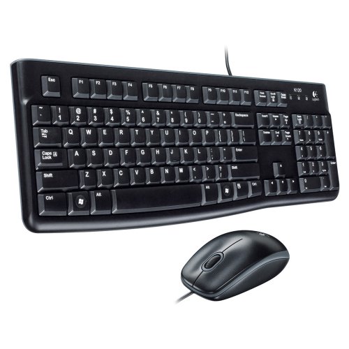 Logitech Mk120 Kit Tastiera E Mouse Cablati, Layout Ungherese Qwerty, Nero