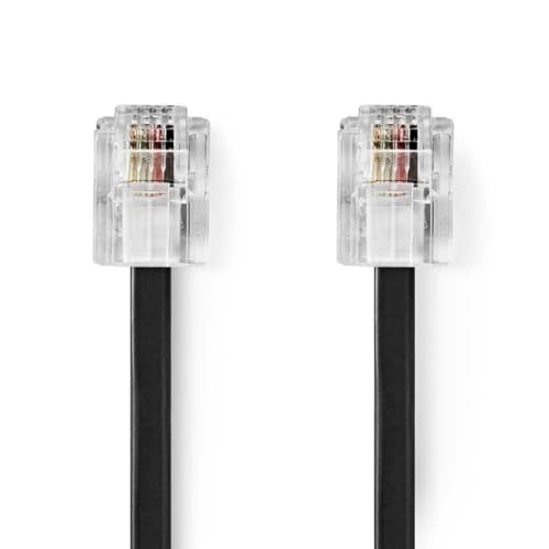 Cavo Per Telecomunicazioni | Rj11 Maschio | Rj11 Maschio | 2.00 M | Design Cavo: Piatto | Placcatura: Placcato Oro | Tipo Di Cavo: Rj11 | Nero