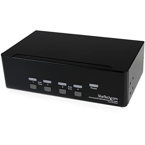 Startech.Com Switch Kvm Dual Dvi Usb 4 Porte Con Audio E Hub Usb 2.0 (Sv431Dd2Dua)