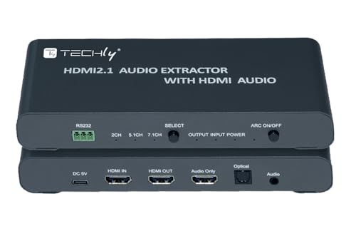 Techly 366617 Estrattore Audio Hdmi 2.1 Lpcm7.1 Arc 8K Audio 3.5" E Toslink Spdif Nero