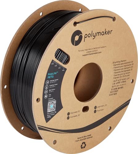 Polymaker Pb01014 Polylite Filament Petg Hitzebeständig, Hohe Zugfestigkeit 2.85Mm 1000G Nero 1S