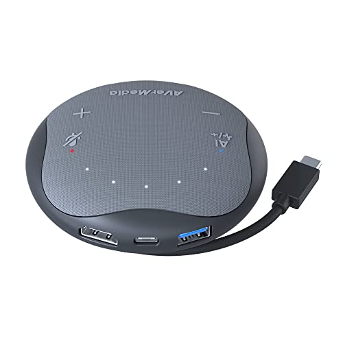 Avermedia Pocket Speakerphone As315 Funziona Con Zoom Team, Docking Station Usb-C, Hub Usb, Altoparlante E Microfono Per Conferenze, Riduzione Del Rum