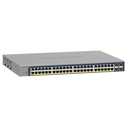 Netgear (Gs752Tppv3) Smart Switch Ethernet Poe+ Web Gestibile Professionale 52 Porte Rj45 Gigabit (10/100/1000), 48 Porte Poe+ @ 760 W, 4 Porte Sfp 1