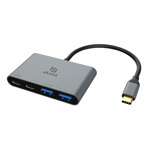 Akasa Usb Type-C 4-In-1 Hub 4 Porte Usb-C® (Usb 3.1) Multiport Hub Con Spina Usb-C, Con Porta Di Ricarica Rapida Allumi