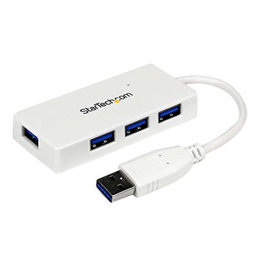 Startech.Com Hub Portatile Mini Usb 3.0 (5Gbps) Superspeed A 4 Porte, Perno E Concentratore Book™ Usb 3.0 Con Cavo Integrato, Bianco (St4300Minu3W)