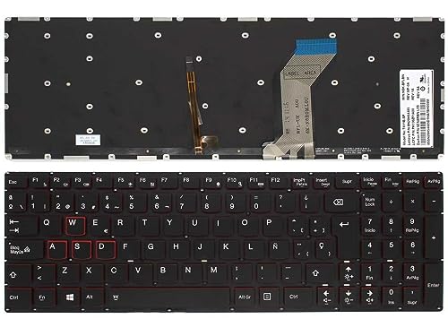 Tastiera Retroilluminata Da Gaming Compatibile Con Lenovo Ideapad Y700-15 Nero Senza Cornice