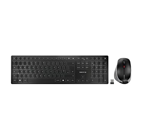 Cherry Dw 9500 Slim, Set Di Tastiera E Mouse Senza Fili, Layout Per Il Regno Unito (Qwerty), Connessione Bluetooth O Wireless, Design Piatto, Ricarica