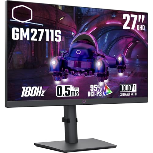 Cooler Master Monitor Gm2711S 27" - Wqhd (2560X1440), 180 Hz, Mprt 0,5 Ms, Ultra-Ips, Colori Dci-P3 95%, Displayhdr 400, Pellicola Art, Bassa Luce Blu