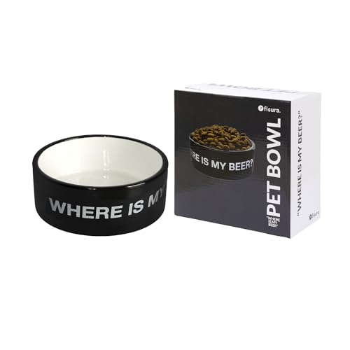 Fisura – Bevandaio Per Cane Originale "Where Is My Beer?". Bevandaio In Ceramica Nera. Bevandaio Da 750 Ml Per Cani Di Taglia Media E Grande. Ciotola