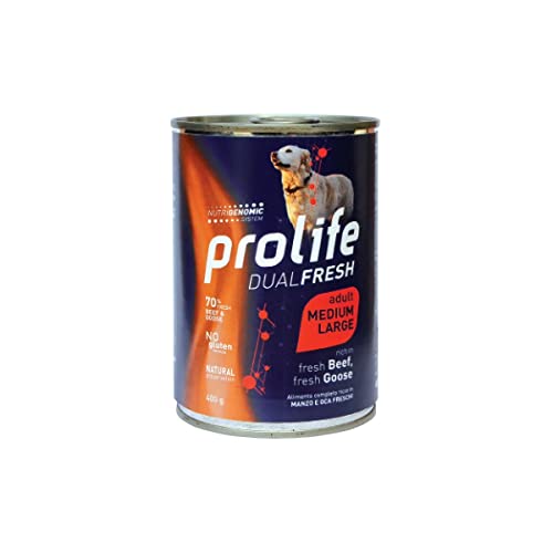 Prolife Dual Fresh Adult Fresh Beef, Fresh Goose - Medium/Large Scatoletta 400Grammi