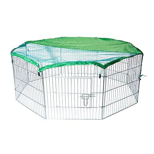 Aqpet Recinto In Ferro Per Cani E Gatti Cuccioli Roditori Pieghevole 60X60 Cm 8 Pezzi Per Esterno Da Giardino Con Rete Parasole, Nero