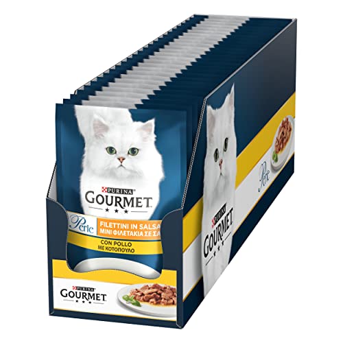 Purina Gourmet Perle Filettini In Salsa Cibo Umido Per Gatti Con Pollo, 26 Buste Da 85G