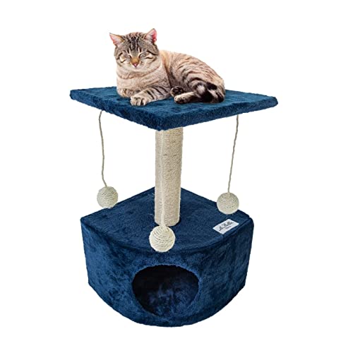 Le Stelle Tiragraffi Per Gatti Con Cuccia Palo In Sisal Gioco Palline Con Ripiano 50X32X32 Cm Vari Colori (Blu)