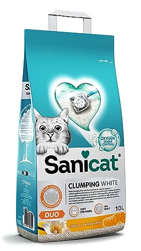 Sanicat - Lettiera Per Gatti Agglomerante A Grumi | Formbianca All’Aroma Di Vaniglia E Mandarino | A Base Di Minerali Naturali | Assorbe L'Umidità E F